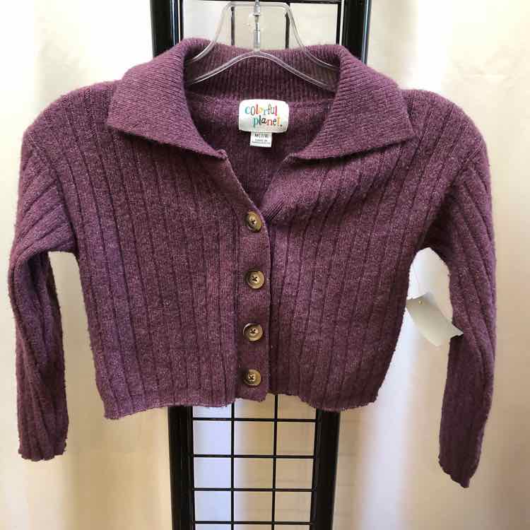 Colorful Planet Purple Flecked Child Size 7/8 Girl's Sweater