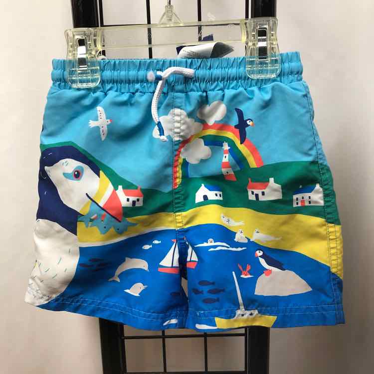 Mini Boden Blue Graphic Child Size 3/4 Boy's Swimwear