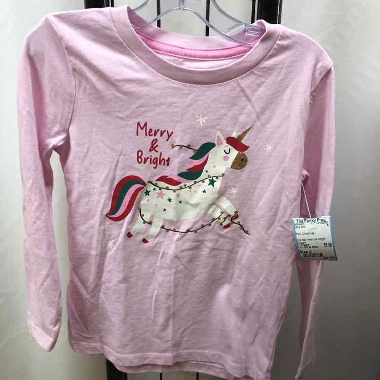 Pink Christmas Child Size 4 Girl's Shirt