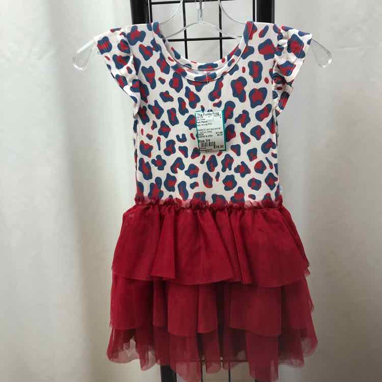 Posh Peanut Red Animal Print Child Size 3/4 Girl's Dress