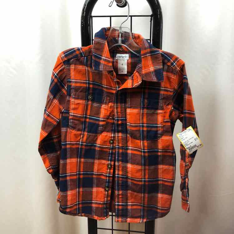 Carter's Orange Plaid Child Size 4T Boy's Shirt
