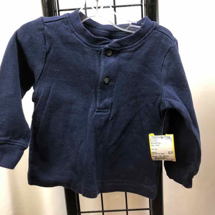 Janie and Jack Navy Solid Child Size 12-18 m Boy's Shirt
