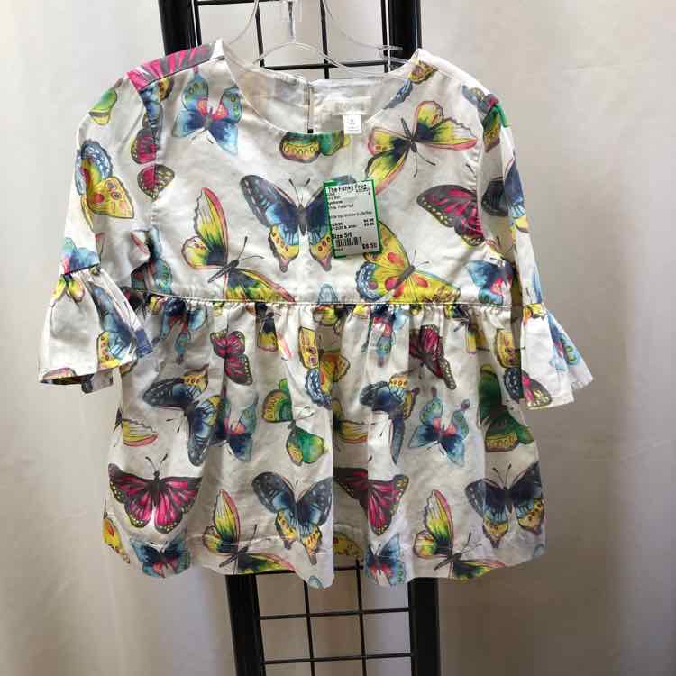 Gymboree White Patterned Child Size 5/6 Girl's Shirt