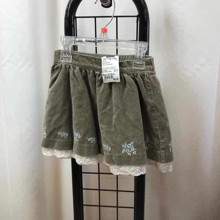 Janie and Jack Gray Embroidered Child Size 12-18 m Girl's Skirt
