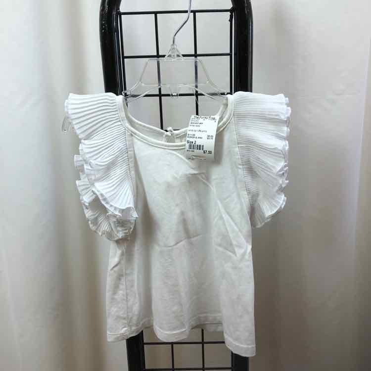 Janie and Jack White Solid Child Size 2 Girl's Shirt