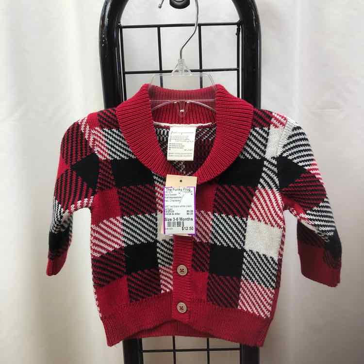 First Impressions Red Checkered Child Size 3-6 Months Boy's Sweater