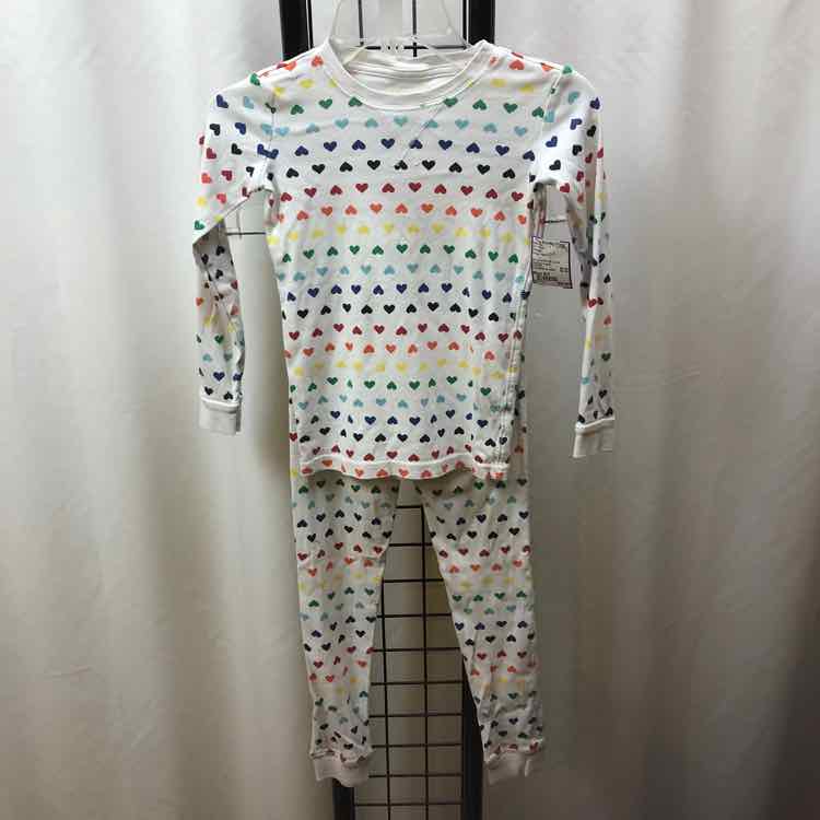 Primary White Hearts Child Size 6/7 Girl's Pajamas