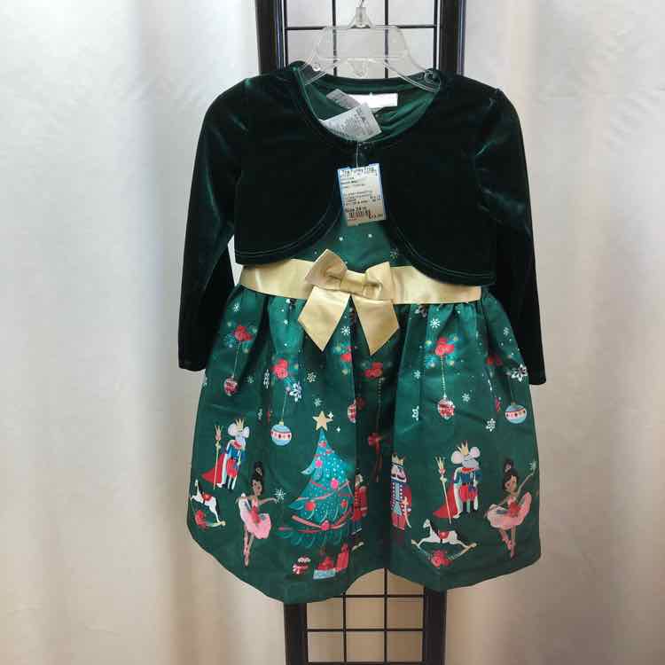 Bonnie Baby Green Christmas Child Size 24 m Girl's Dress