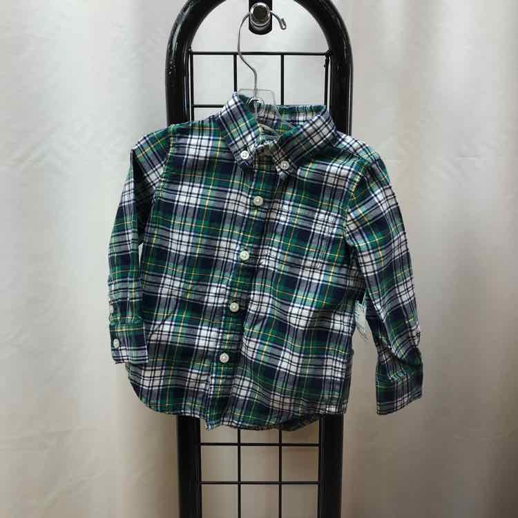 Janie and Jack Navy Plaid Child Size 12-18 m Boy's Shirt