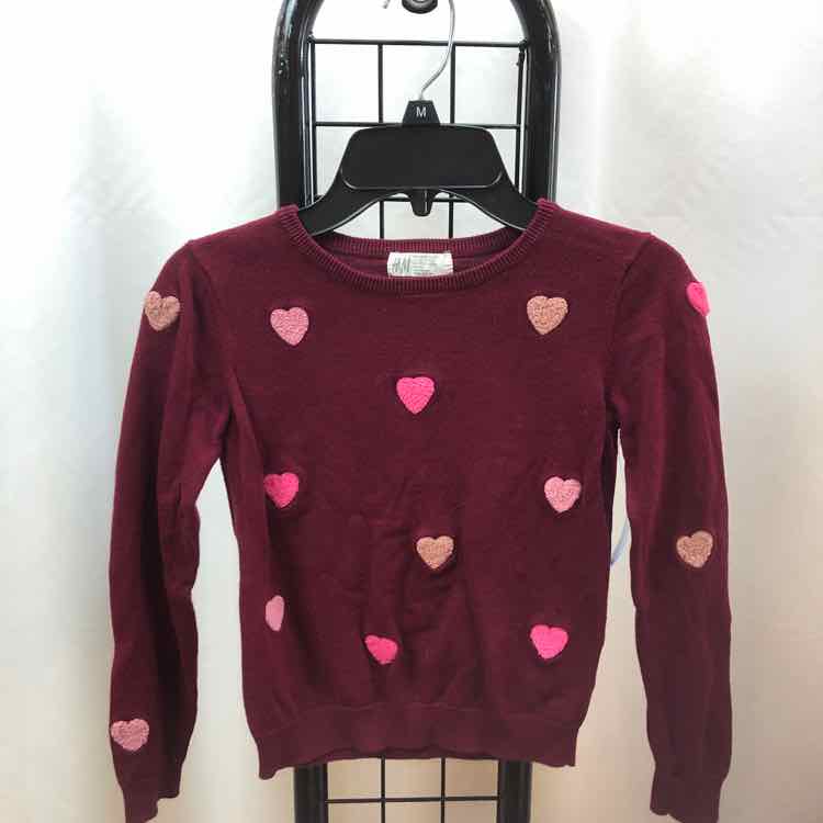 H & M Red Hearts Child Size 6X/7 Girl's Sweater