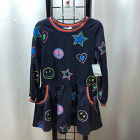 Truly Navy Patterned Child Size 5 Girl's Dress