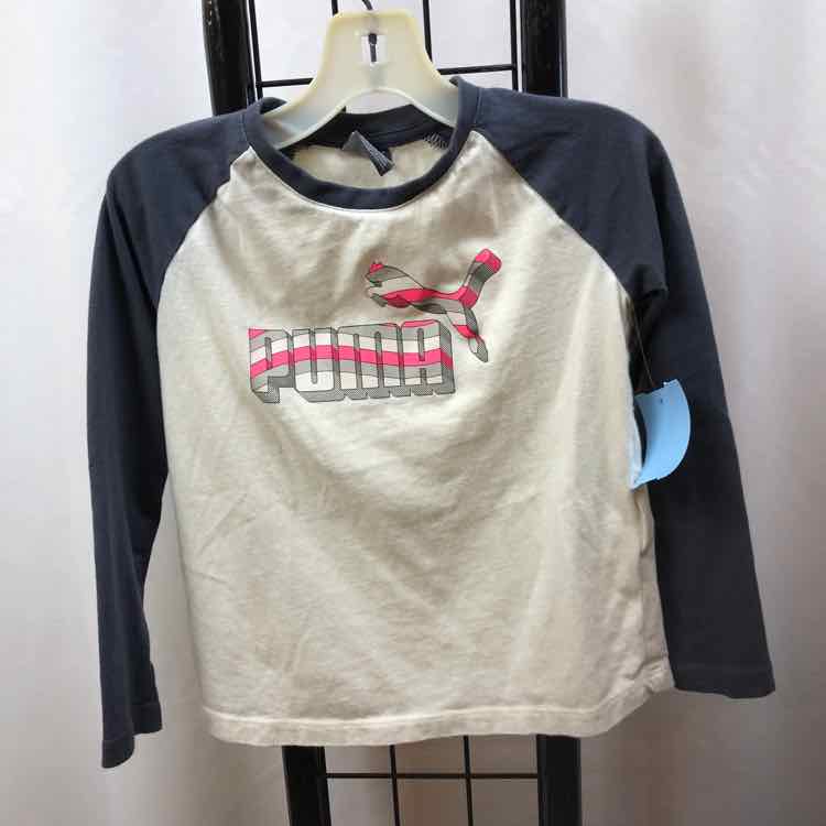 Puma White Logo Child Size 4 Girl's Shirt
