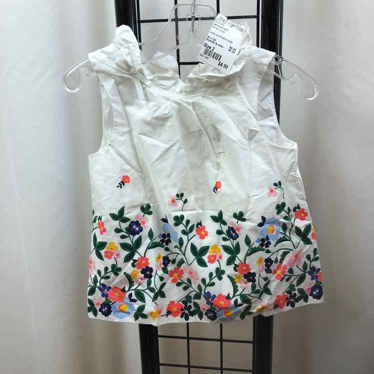 Janie and Jack White Floral Child Size 2 Girl's Shirt