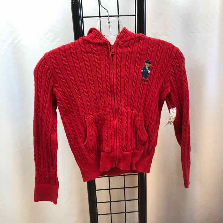 Polo-Ralph Lauren Red Solid Child Size 7 Girl's Sweater