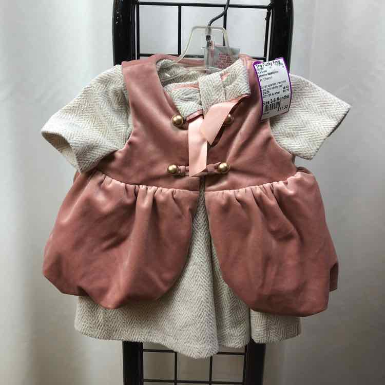 Catherine Malandrino Tan Chevron Child Size 3-6 Months Girl's Dress