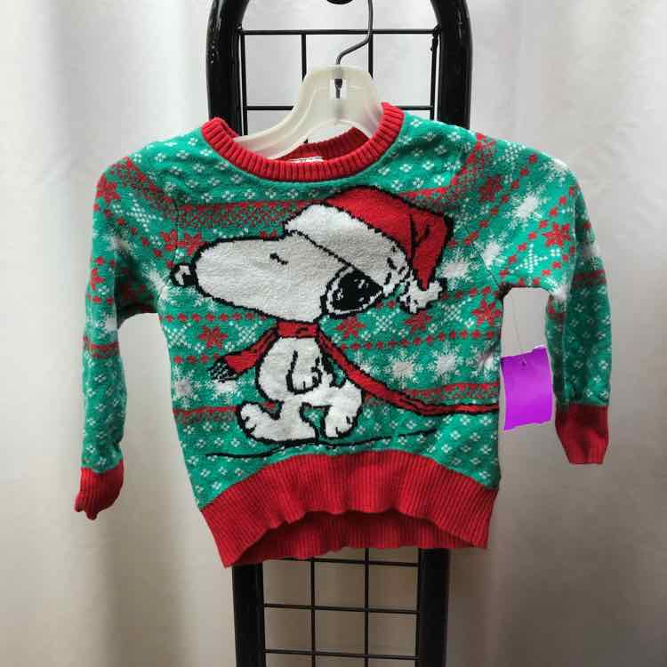 Peanuts Green Christmas Child Size 2 Boy's Sweater
