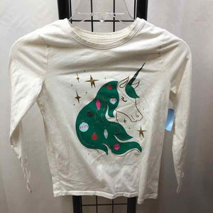 Cat & Jack White Christmas Child Size 7/8 Girl's Shirt