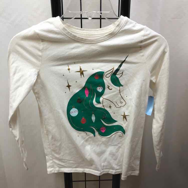 Cat & Jack White Christmas Child Size 7/8 Girl's Shirt