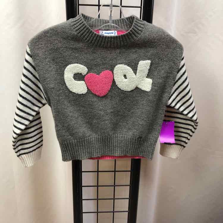 Mayoral Gray Graphic Child Size 4 Girl's Sweater
