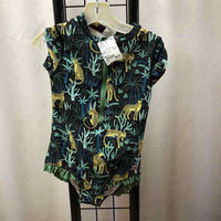 Ruffle butt Black Patterned Child Size 5 Girl's Swimwear