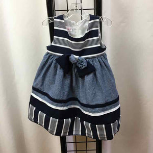 Bonnie Baby Navy Streaked Child Size 18 m Girl's Dress