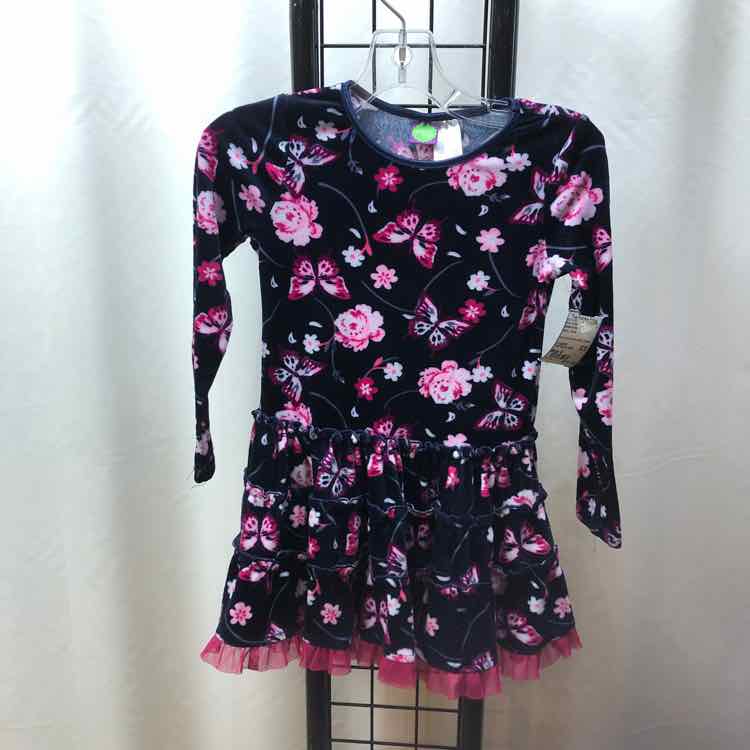 Dollie & Me Navy Floral Child Size 6 Girl's Dress