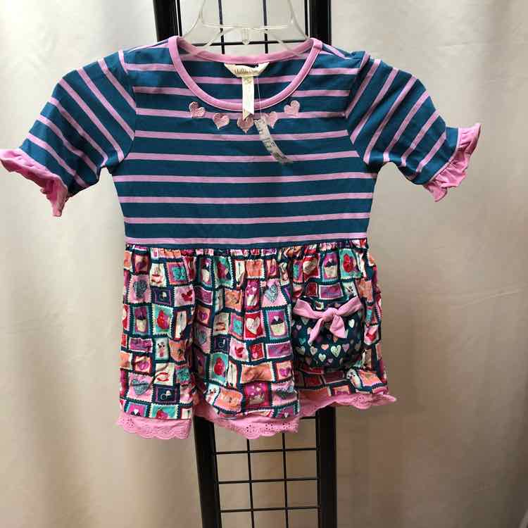 Matilda Jane Blue Stripe Child Size 6 Girl's Shirt