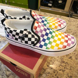 Vans Rainbow Checkered Child Size 3 Girl's Shoes