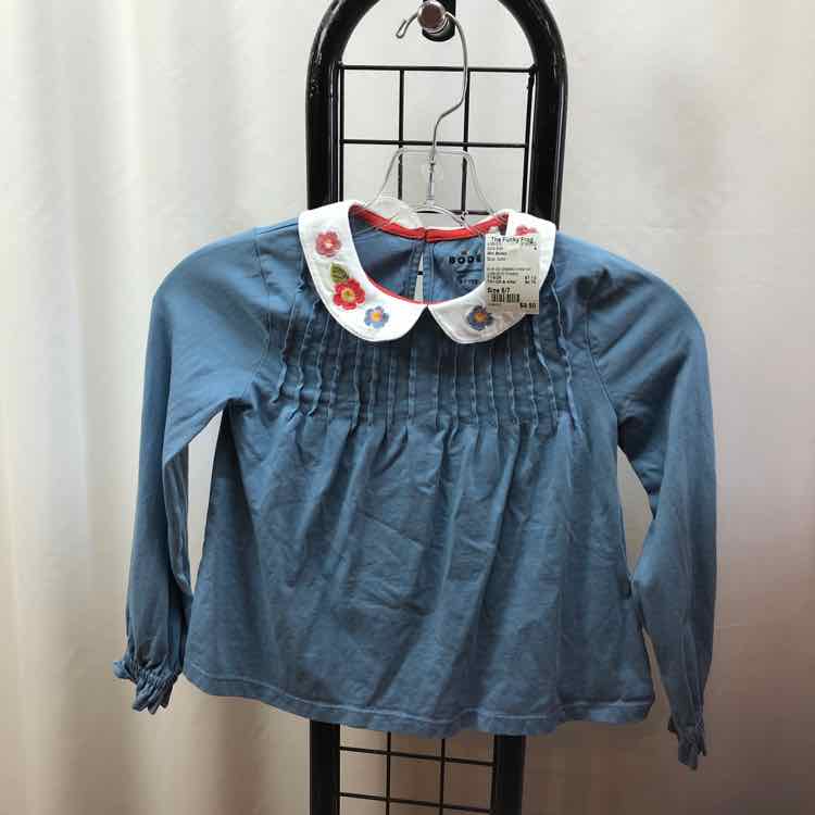 Mini Boden Blue Solid Child Size 6/7 Girl's Shirt