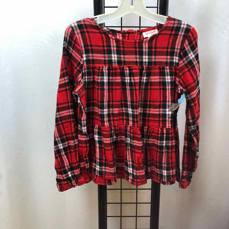 Cat & Jack Red Plaid Child Size 7/8 Girl's Shirt