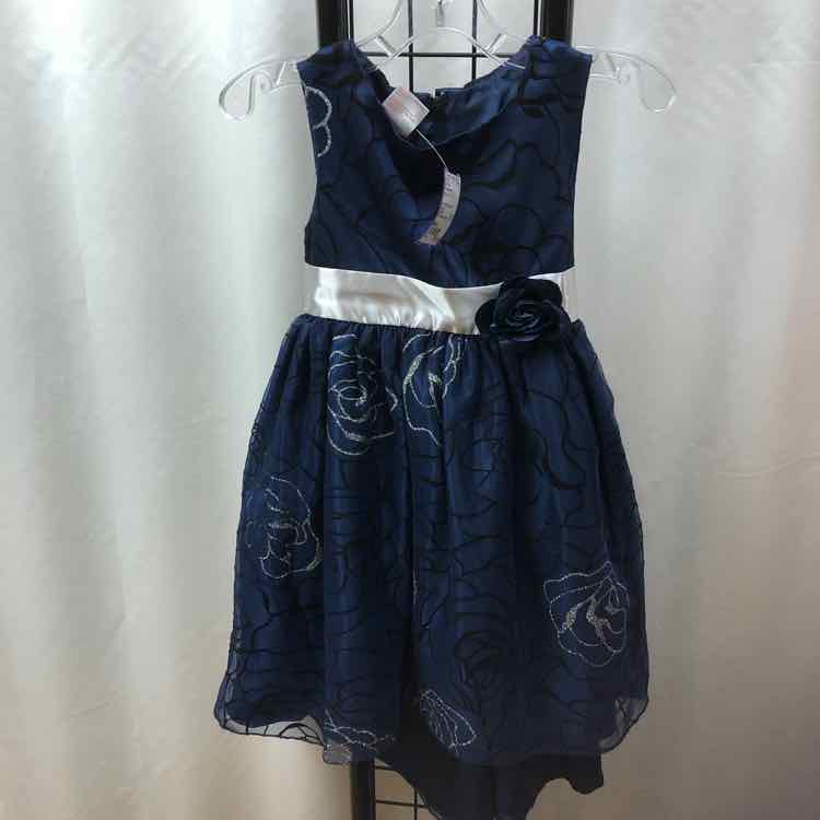 Princess Faith Navy Floral Child Size 5 Girl's Dress