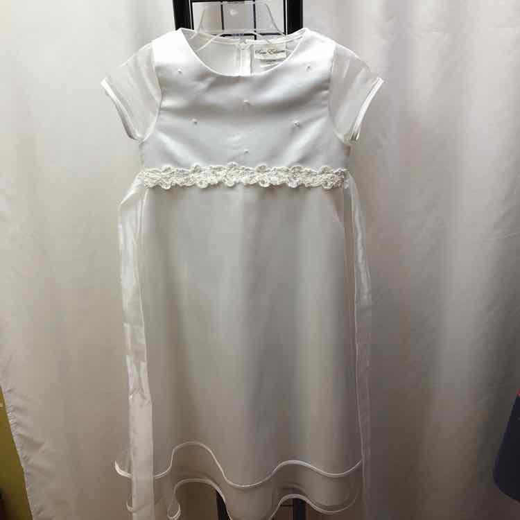Rare Editions White Solid Child Size 8 Girl's Dress