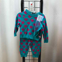 Posh and Pretty Teal Hearts Child Size 0-3 m Girl's Outfit