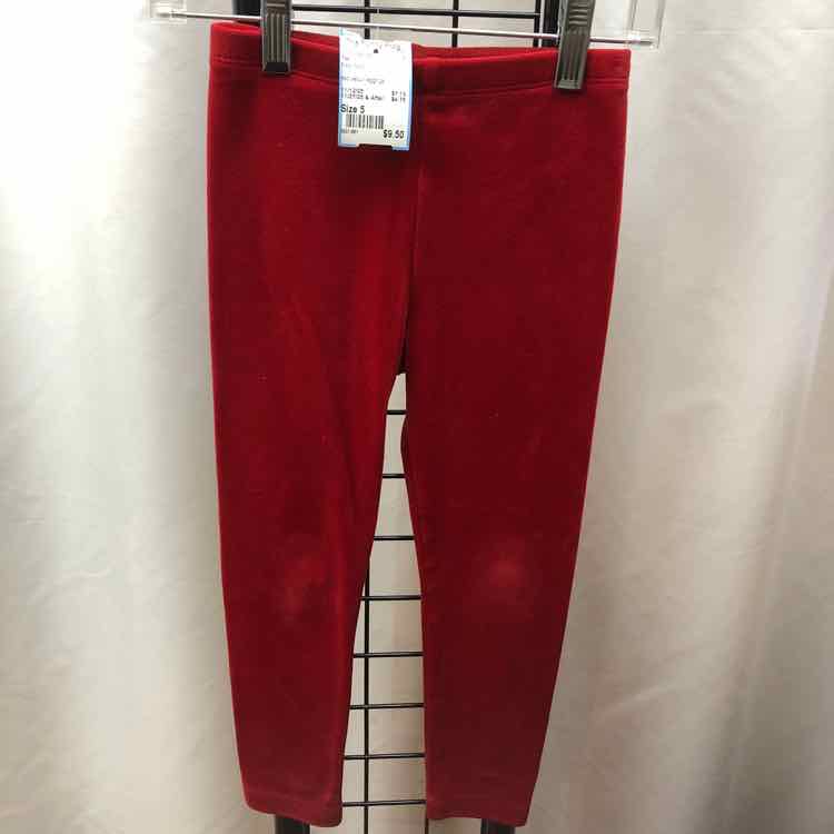 Tea Red Solid Child Size 5 Girl's Leggings