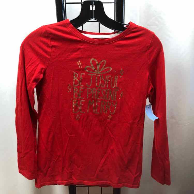Cat & Jack Red Christmas Child Size 10/12 Girl's Shirt
