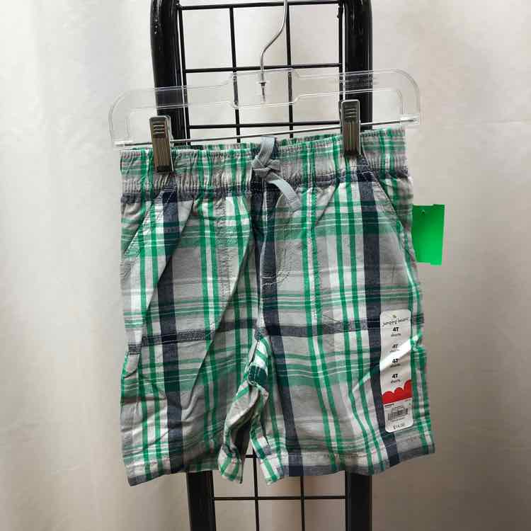 jumping beans Green Plaid Child Size 4 Boy's Shorts