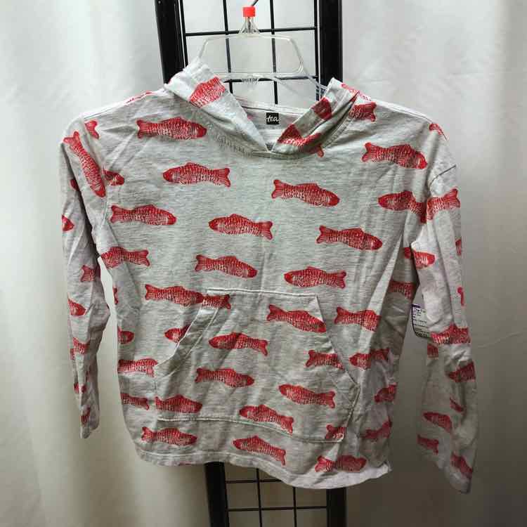 Tea Gray Patterned Child Size 10 Girl's Shirt