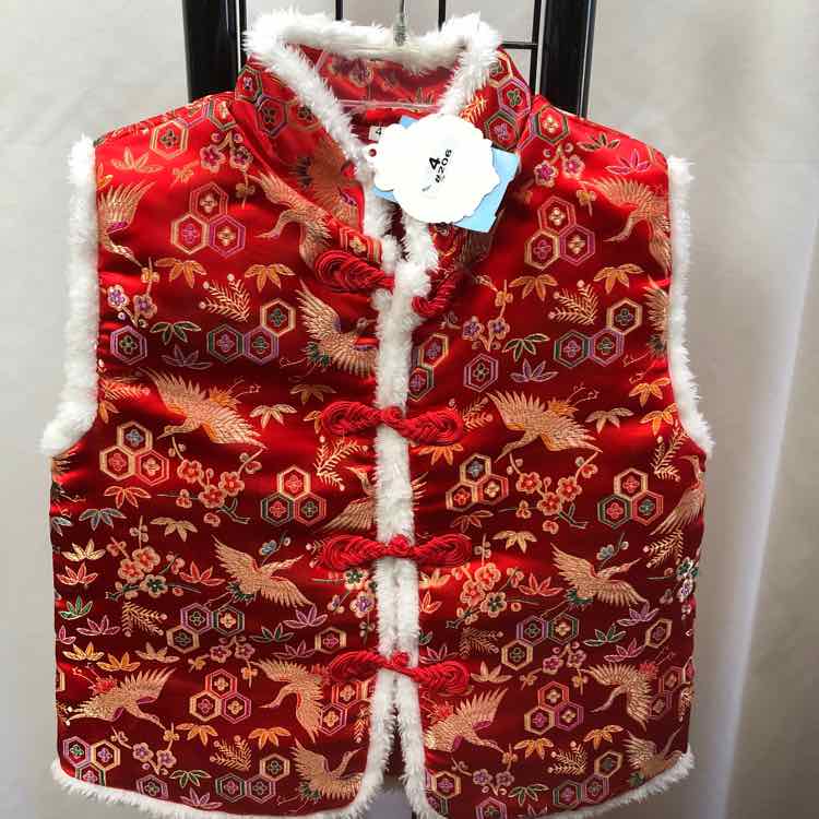 Red Patterned Child Size 4 Girl's Vest