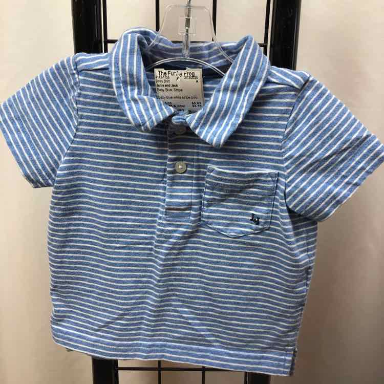 Janie and Jack Baby Blue Stripe Child Size 6-12 m Boy's Shirt