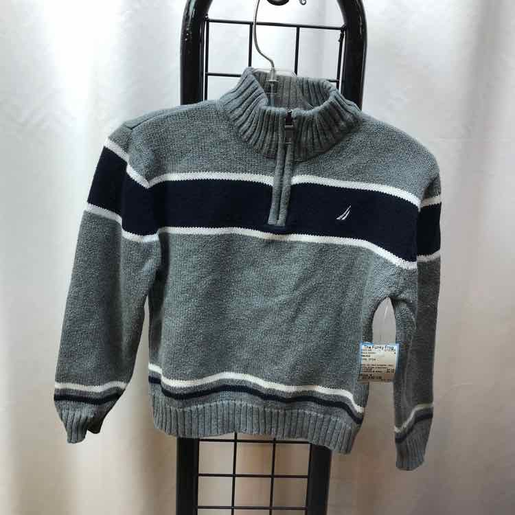 Nautica Gray Stripe Child Size 4 Boy's Sweater