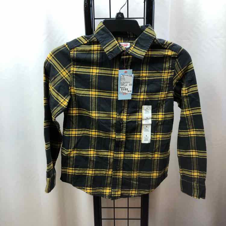 Cat & Jack Black Plaid Child Size 6/7 Boy's Shirt