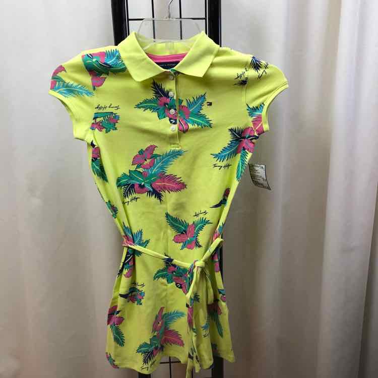 Tommy Hilfiger Lime Green Floral Child Size 8 Girl's Dress