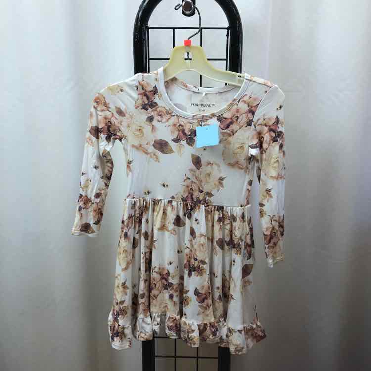 Posh Peanut White Floral Child Size 3/4 Girl's Dress