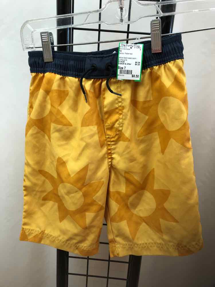 Tea Yellow Patterned Child Size 7 Boy's Swimwear