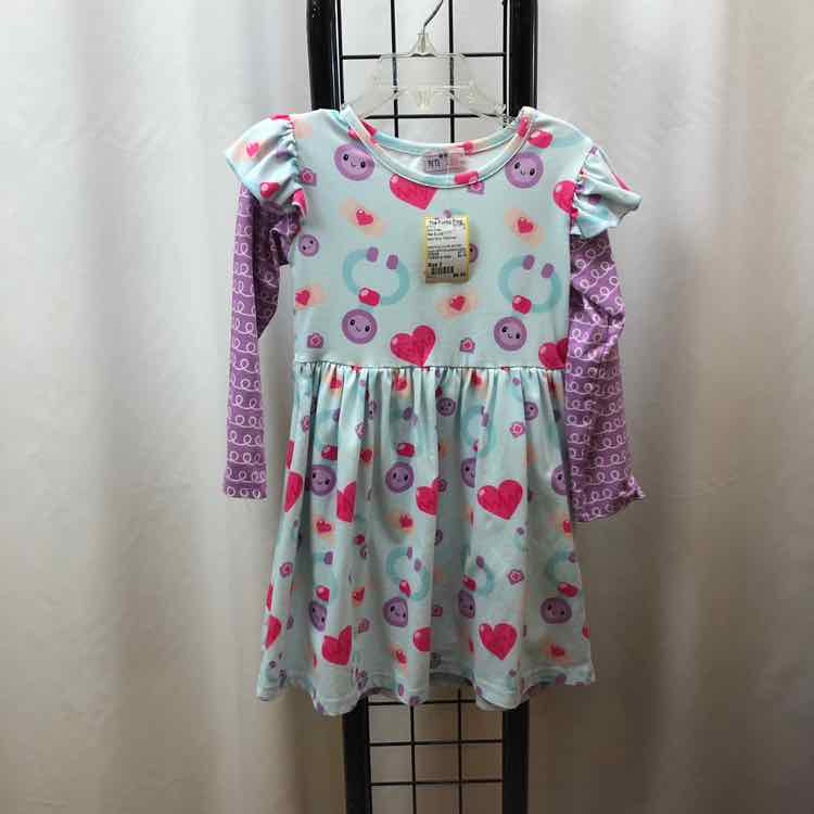 Pete & Lucy Baby Blue Patterned Child Size 3 Girl's Dress