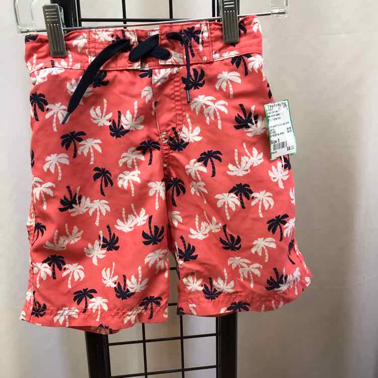Janie and Jack Pink Patterned Child Size 5 Boy's Swimwear