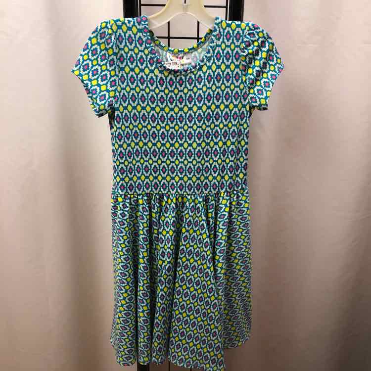 Dot Dot Smile Turquoise Patterned Child Size 5/6 Girl's Dress