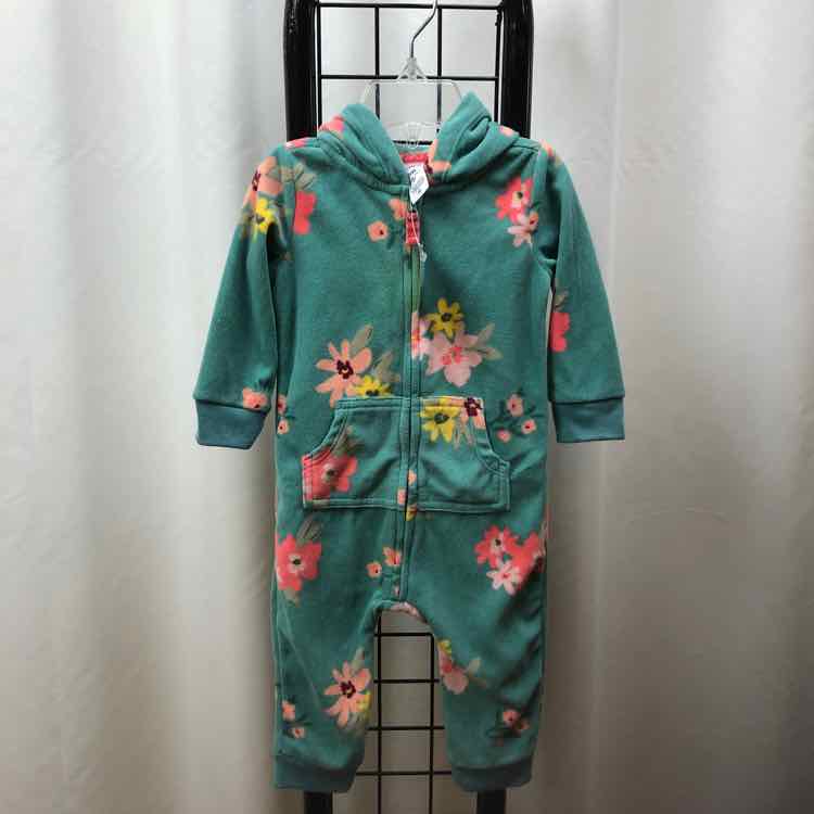 Carter's Green Floral Child Size 9 m Girl's Outfit
