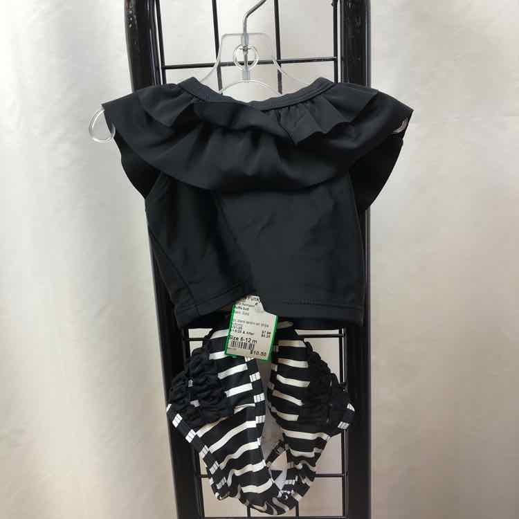 Ruffle butt Black Solid Child Size 6-12 m Girl's Swimwear