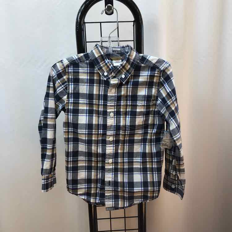 Gymboree Navy Plaid Child Size 5/6 Boy's Shirt